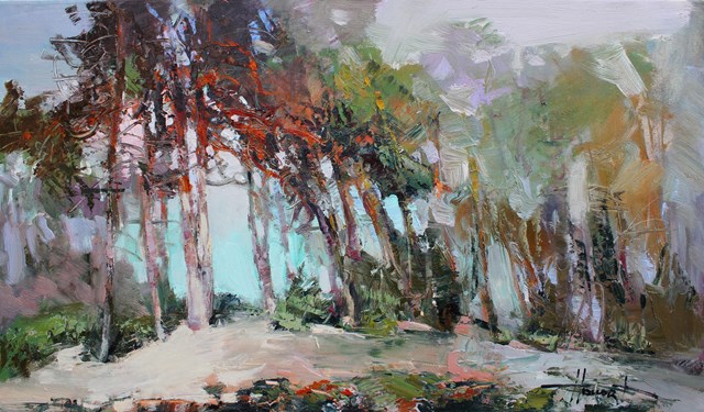 Obraz do salonu artysty Henadzy Havartsou pod tytułem Jesienny las