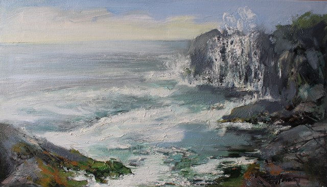 Living room painting by Henadzy Havartsou titled Ocean waves