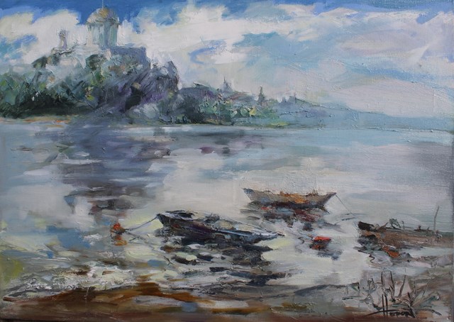 Obraz do salonu artysty Henadzy Havartsou pod tytułem Bazylika nad Dunajem