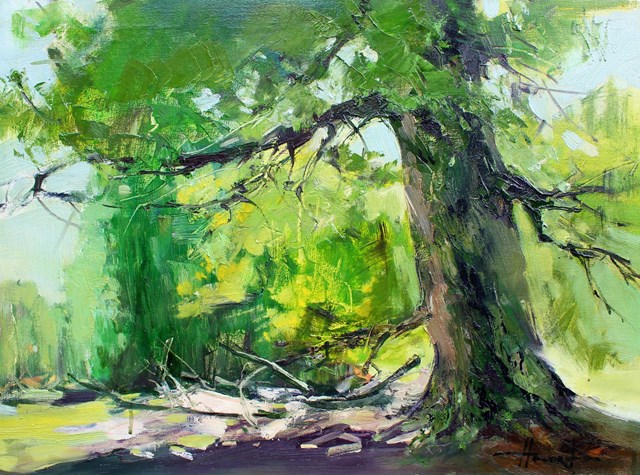 Living room painting by Henadzy Havartsou titled Old beech