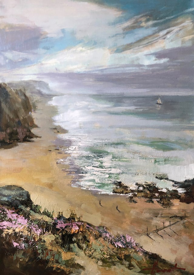 Living room painting by Henadzy Havartsou titled Portugal Atlantic Coast