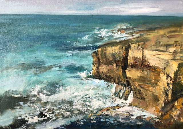 Living room painting by Henadzy Havartsou titled Atlantic ocean. Portugal
