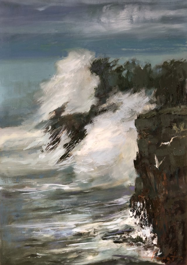 Living room painting by Henadzy Havartsou titled Ocean power