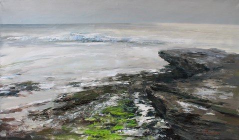 Living room painting by Henadzy Havartsou titled Between water and rock  XXL