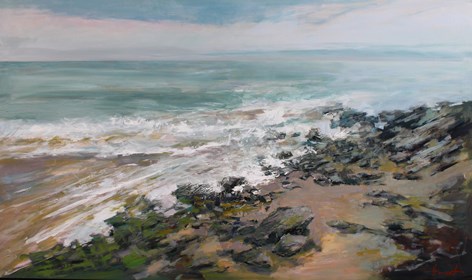 Living room painting by Henadzy Havartsou titled Whisper of the Waves XXL