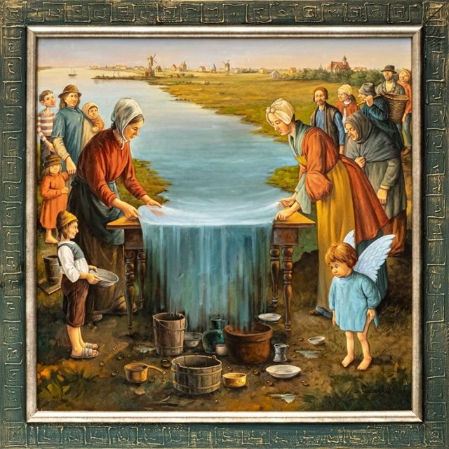 Living room painting by Dariusz Miliński titled A domesticated reservoir