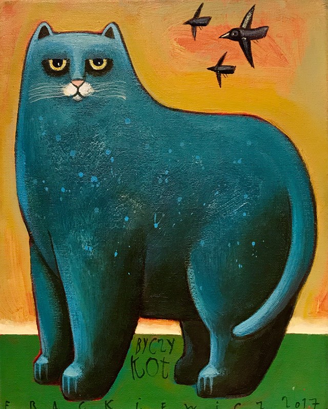 Living room painting by Jacek Frąckiewicz titled Cat