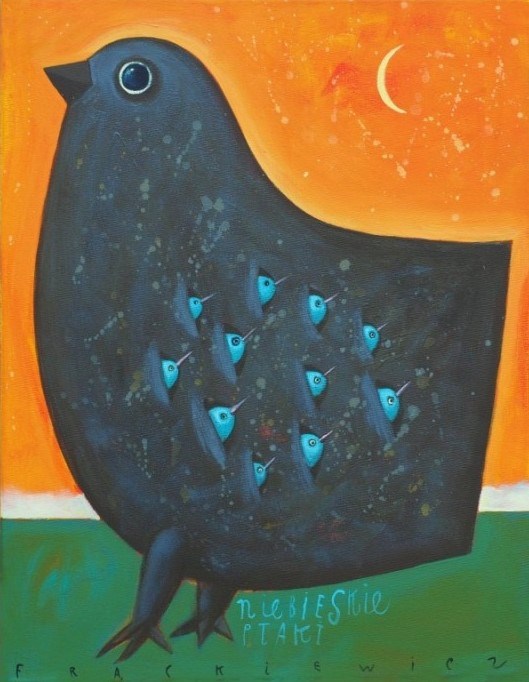 Obraz do salonu artysty Jacek Frąckiewicz pod tytułem Niebieskie Ptaki