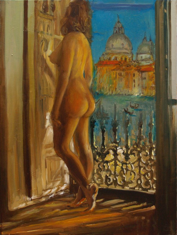 Living room painting by Dariusz Żejmo titled  Love in Venice