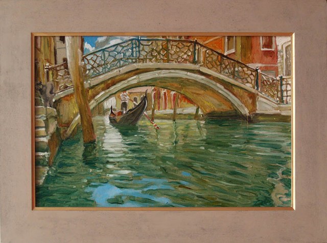 Living room painting by Dariusz Żejmo titled Venetian bridge 5