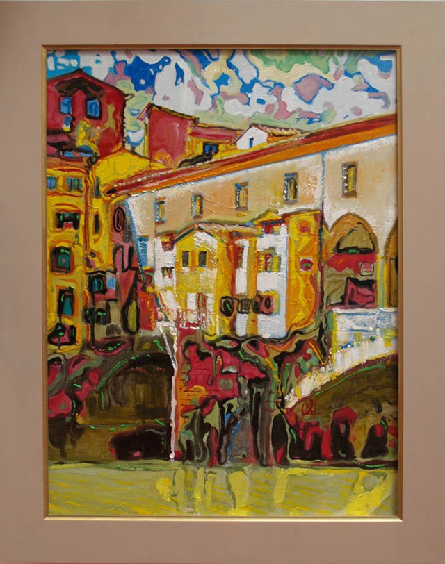Living room painting by Dariusz Żejmo titled FIRENZE Ponte Vecchio