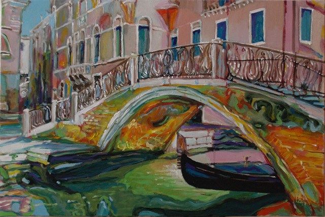 Living room painting by Dariusz Żejmo titled Venetia bridge panorama2