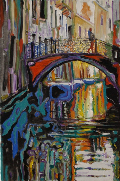 Living room painting by Dariusz Żejmo titled Venice bridge