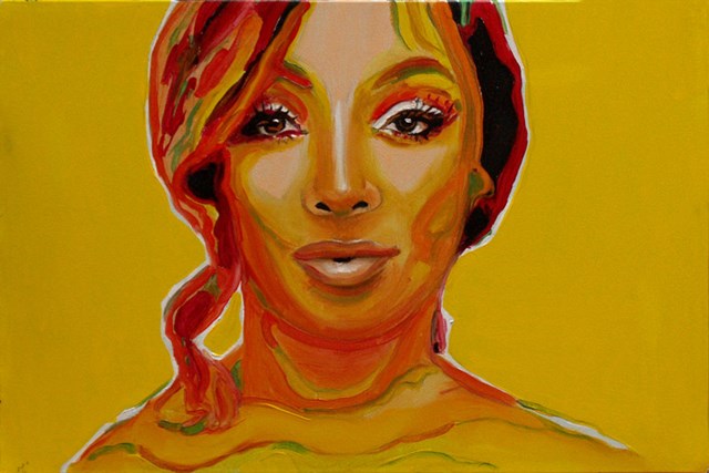 Obraz do salonu artysty Dariusz Żejmo pod tytułem Bella na żółtym tle