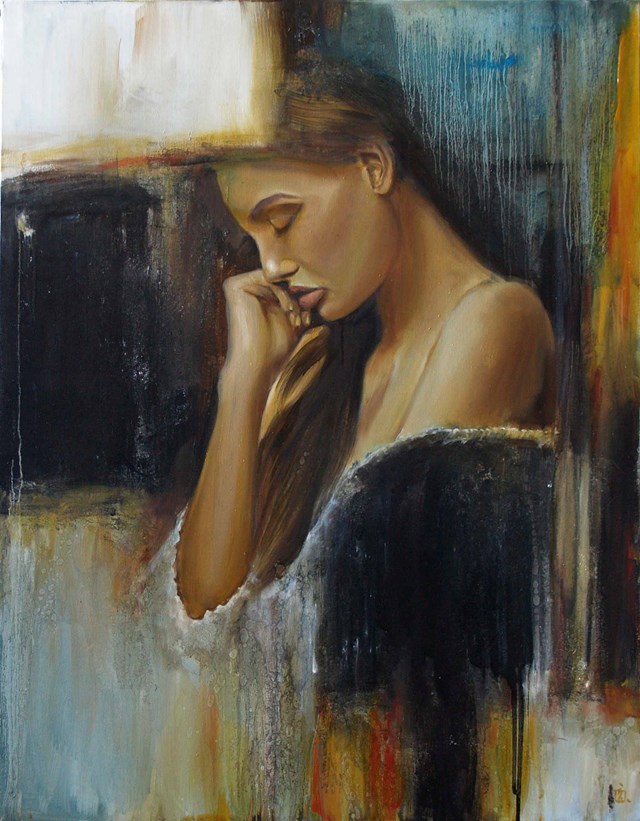 Living room painting by Dariusz Żejmo titled ASTRAZIONE STUPENDA   Reverie