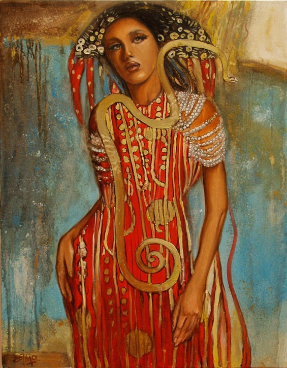 Obraz do salonu artysty Dariusz Żejmo pod tytułem ASTRAZIONE STUPENDA   Narzeczona Klimta2
