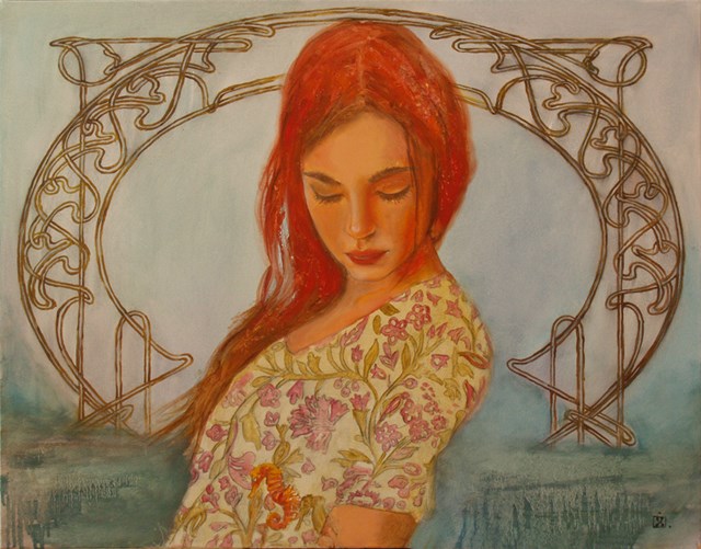 Living room painting by Dariusz Żejmo titled FLORA 3