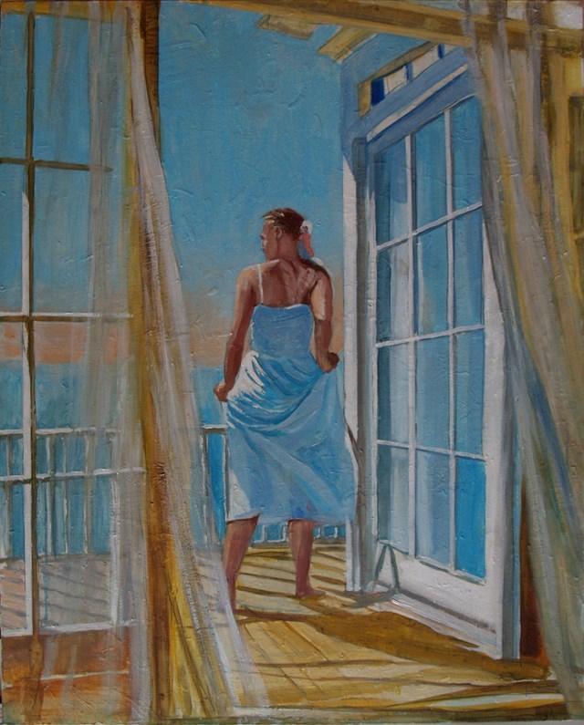 Living room painting by Dariusz Żejmo titled atmospheric morning
