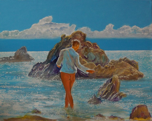 Living room painting by Dariusz Żejmo titled Seaside love