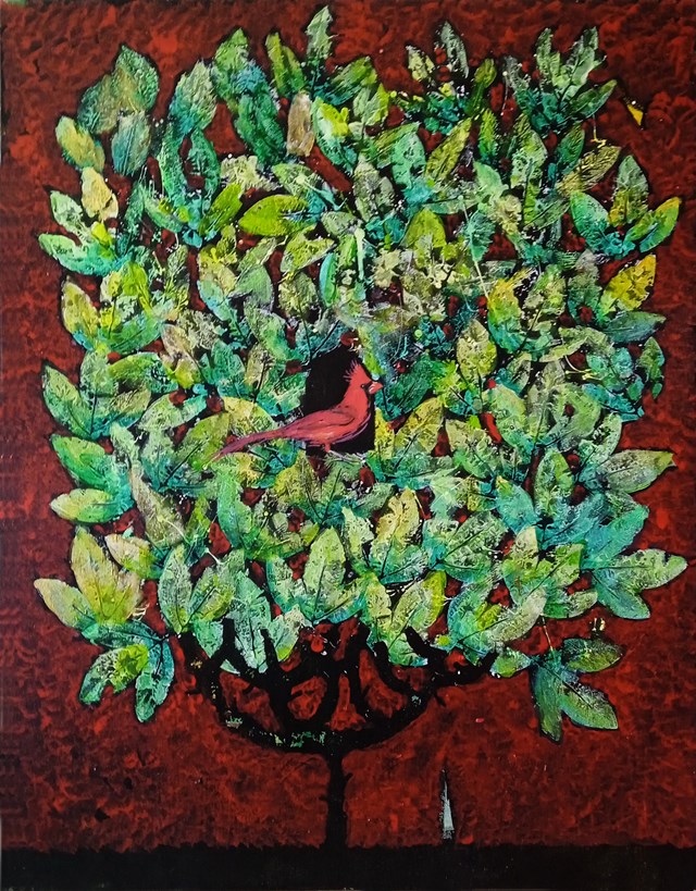 Living room painting by Dariusz Żejmo titled Botanical Teraphy