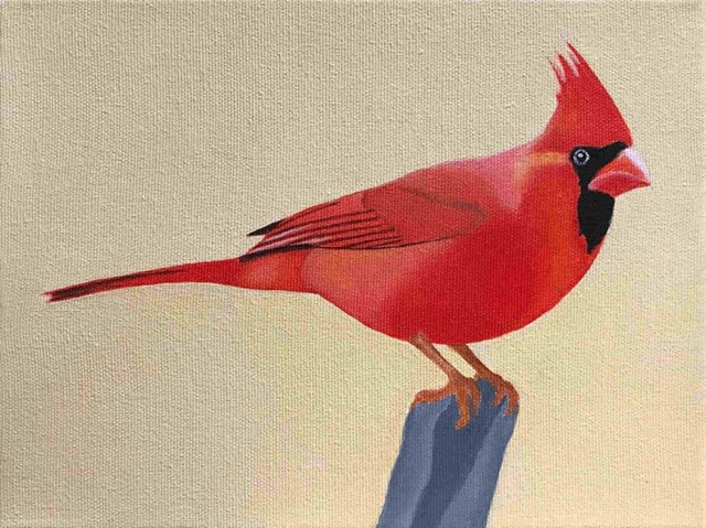 Living room painting by Antoni Janusz Wojnarowski titled Cardinal Bird
