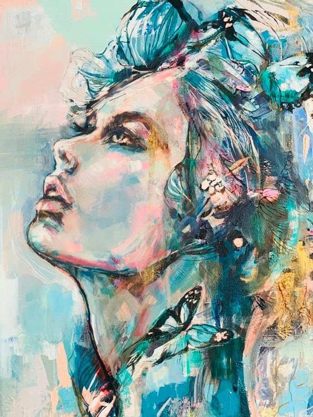 Obraz do salonu artysty Sylwia Kalinowska pod tytułem Niebieski motyl