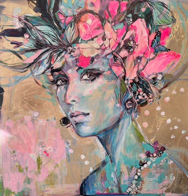 Obraz do salonu artysty Sylwia Kalinowska pod tytułem Bal wśród kwiatów i motyli 