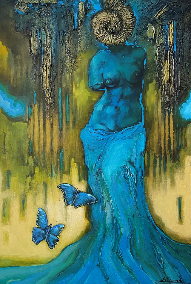Living room painting by Krzysztof Koniczek titled Blue Venus ...