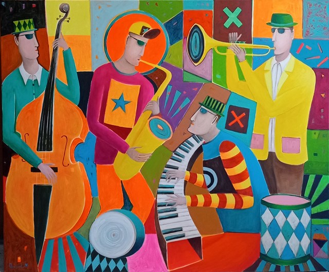 Living room painting by Mirosław Nowiński titled Sound harmony