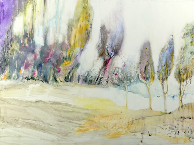 Living room painting by Joanna Sołtan titled "Dreamed Landscapes- 32"
