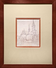 Obraz do salonu artysty Nikifor Krynicki pod tytułem Widok na kościół