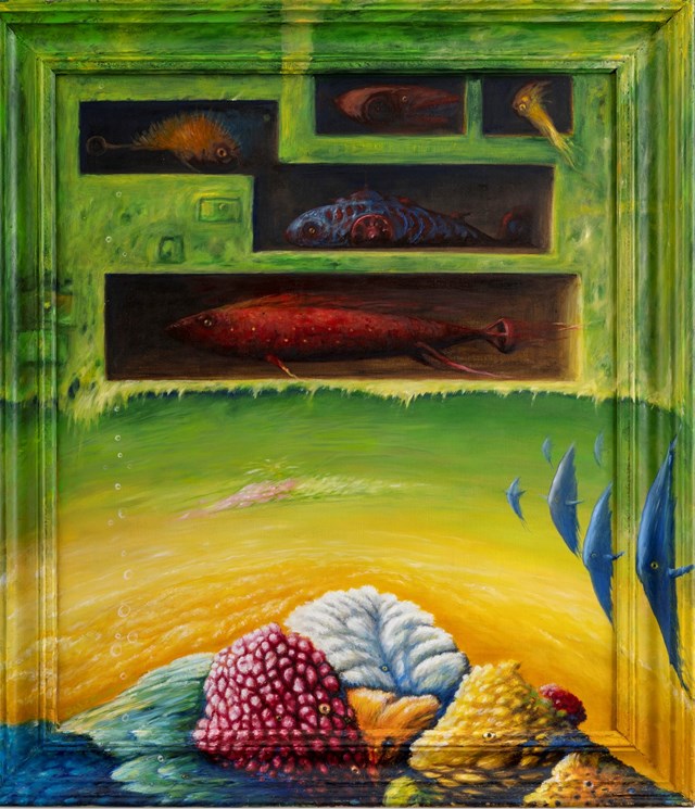 Living room painting by Zbigniew Olszewski titled Aqua