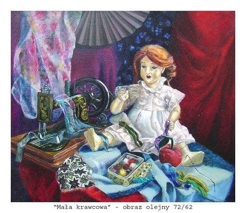 Living room painting by Maria Kucia-Albin titled little seamstress