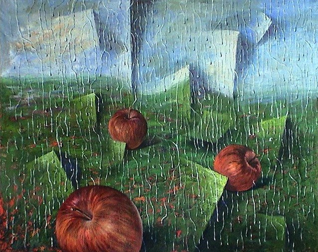 Living room painting by Maria Kucia-Albin titled Rainy talk