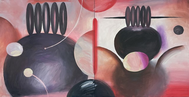 Obraz do salonu artysty Artur Wojtczuk pod tytułem Huśtawki z horyzontem w tle i ukrytym błękitem
