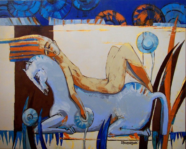 Living room painting by Elżbieta Boukourbane titled 'Lato IV"