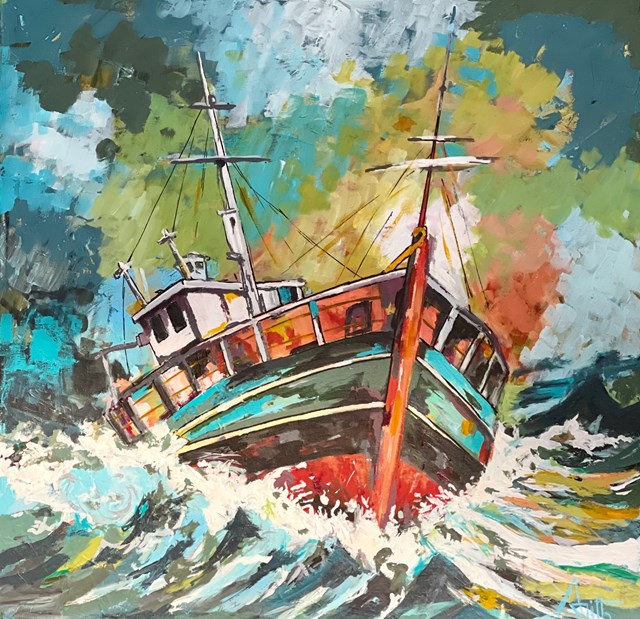 Living room painting by Ajith Krishnamoorthy Nair titled Windy Boat