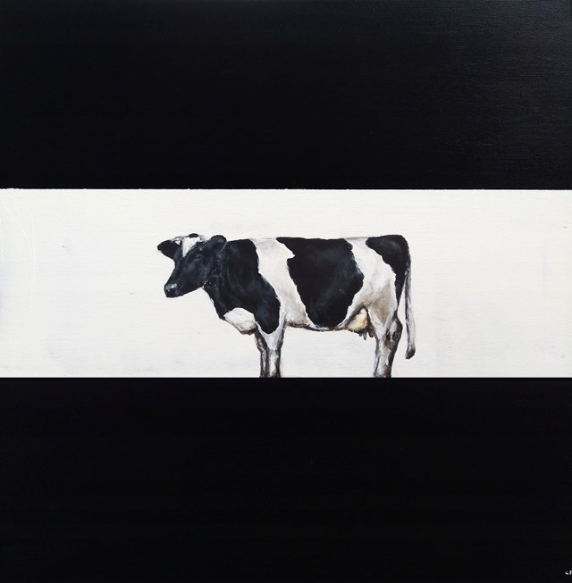 Living room painting by Andrzej Cybura titled Cow