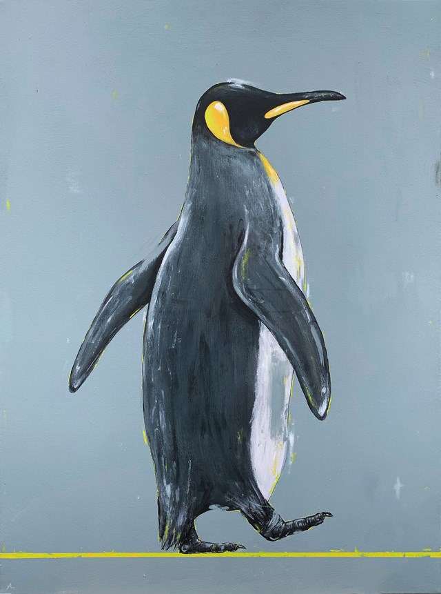Living room painting by Aleksandra Lacheta titled Just penguin