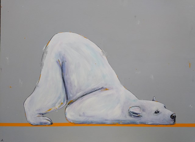 Living room painting by Aleksandra Lacheta titled polar yoga