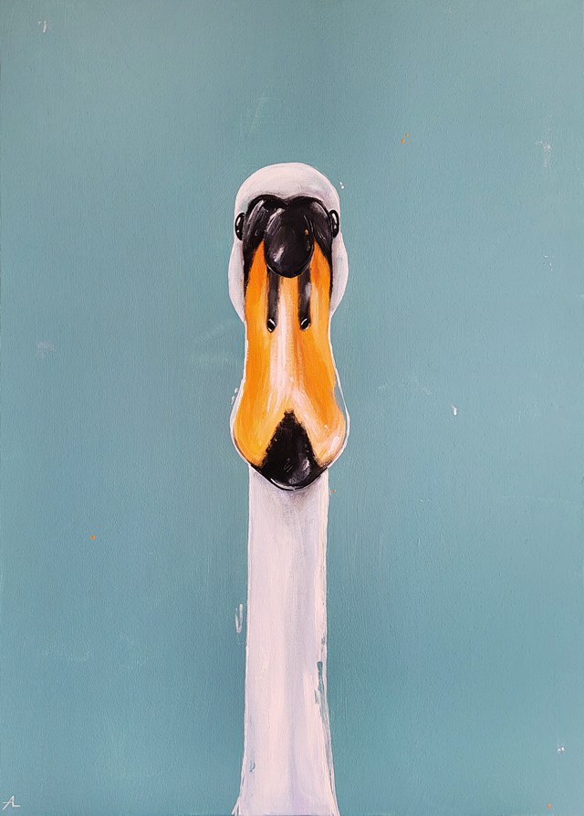 Living room painting by Aleksandra Lacheta titled majestic mr swan