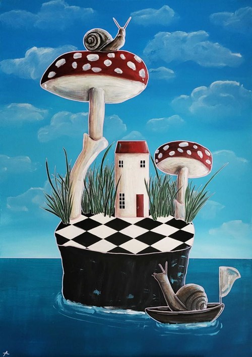 Living room painting by Aleksandra Lacheta titled Snail-like