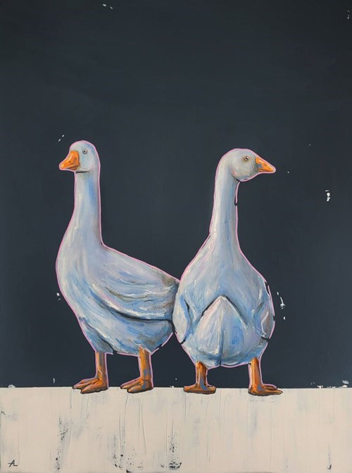 Living room painting by Aleksandra Lacheta titled Two Geese