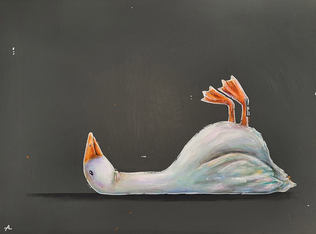 Living room painting by Aleksandra Lacheta titled goose dreamer
