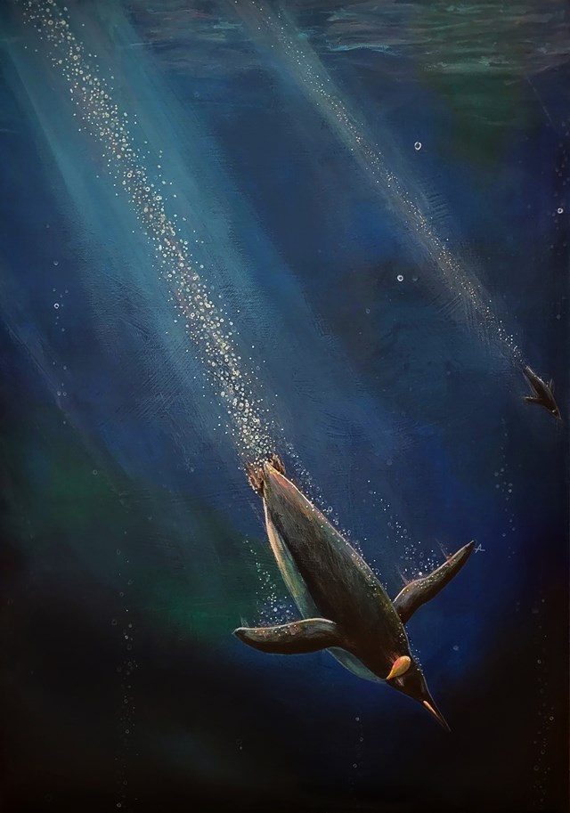 Living room painting by Aleksandra Lacheta titled Piercing depths