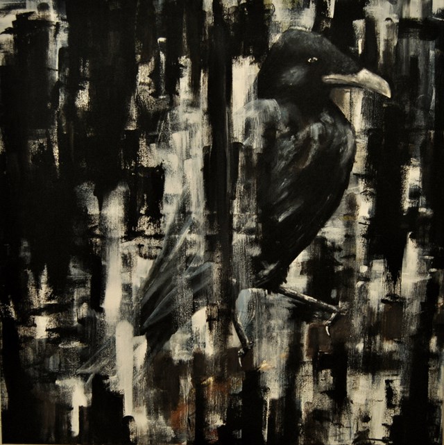 Living room painting by Aleksandra Lacheta titled Raven
