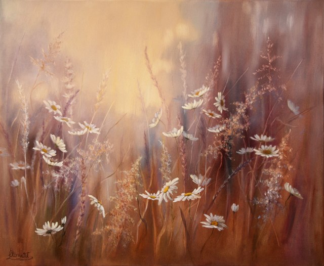 Obraz do salonu artysty Lidia Olbrycht pod tytułem Margerytki na Łące