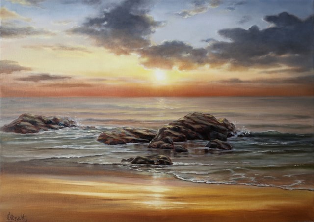 Living room painting by Lidia Olbrycht titled Seasunset