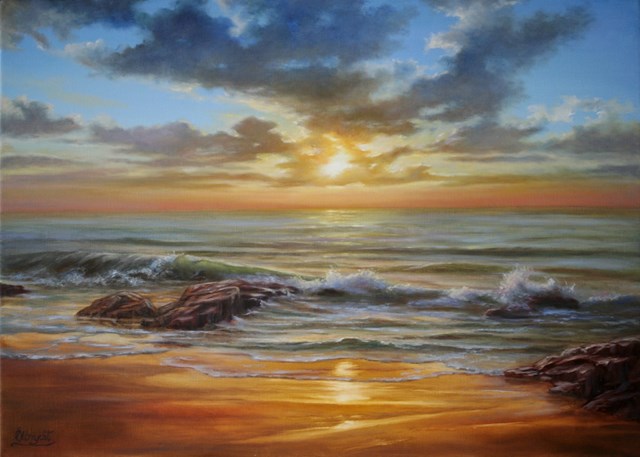 Living room painting by Lidia Olbrycht titled Seascape