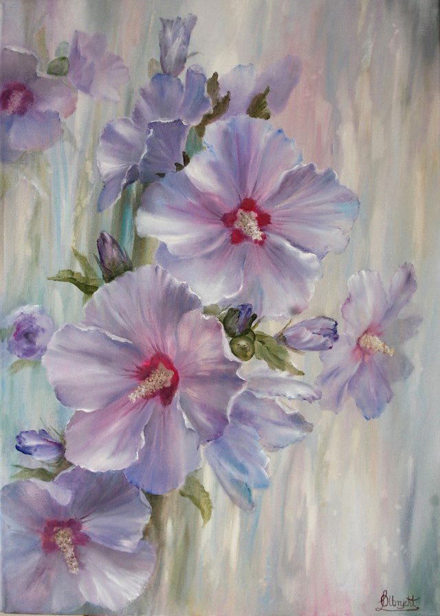 Living room painting by Lidia Olbrycht titled Hibiscus